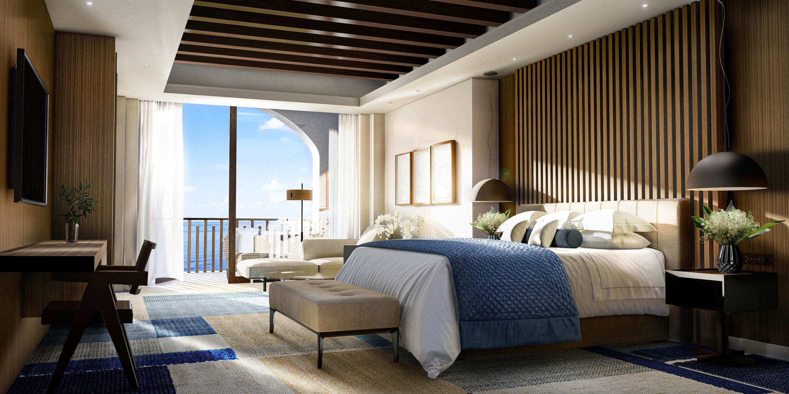 Bedroom, Hotel Le Mas. Rendered in Lumion by Ten Over Media.