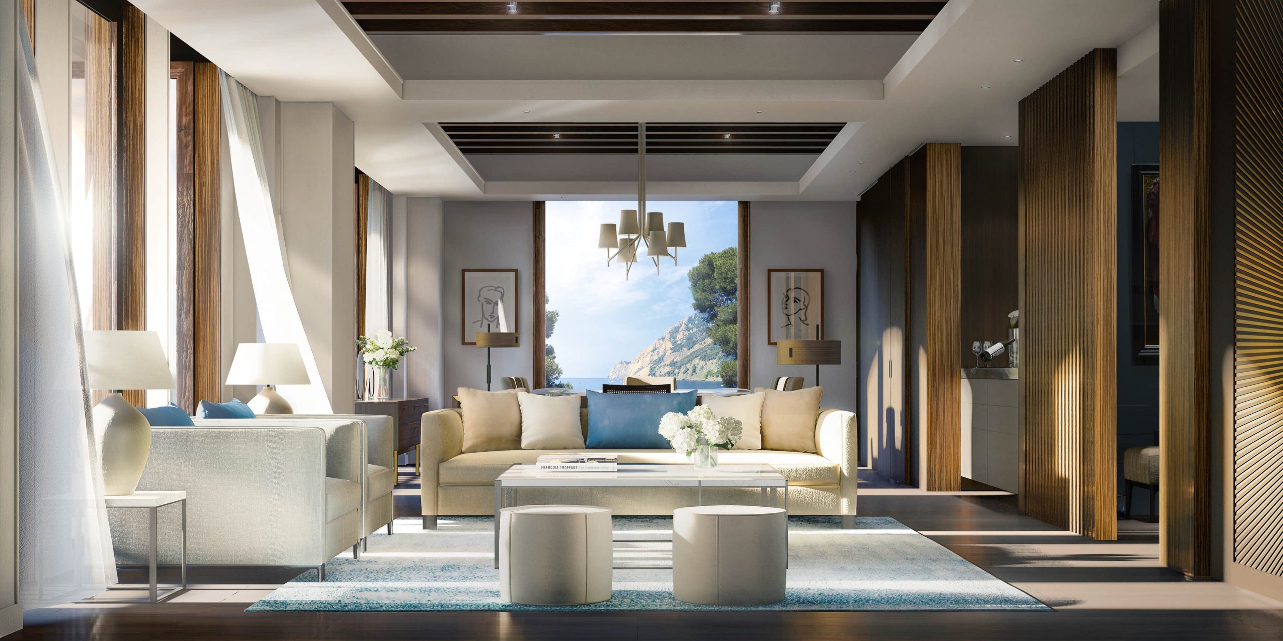 Living Room, Hotel Le Mas. Rendered in Lumion by Ten Over Media.