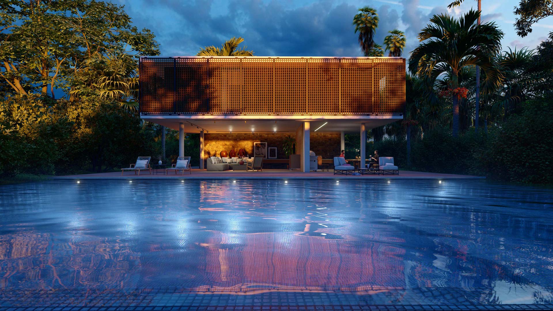 Pool House with Lights | Lumion rendering software