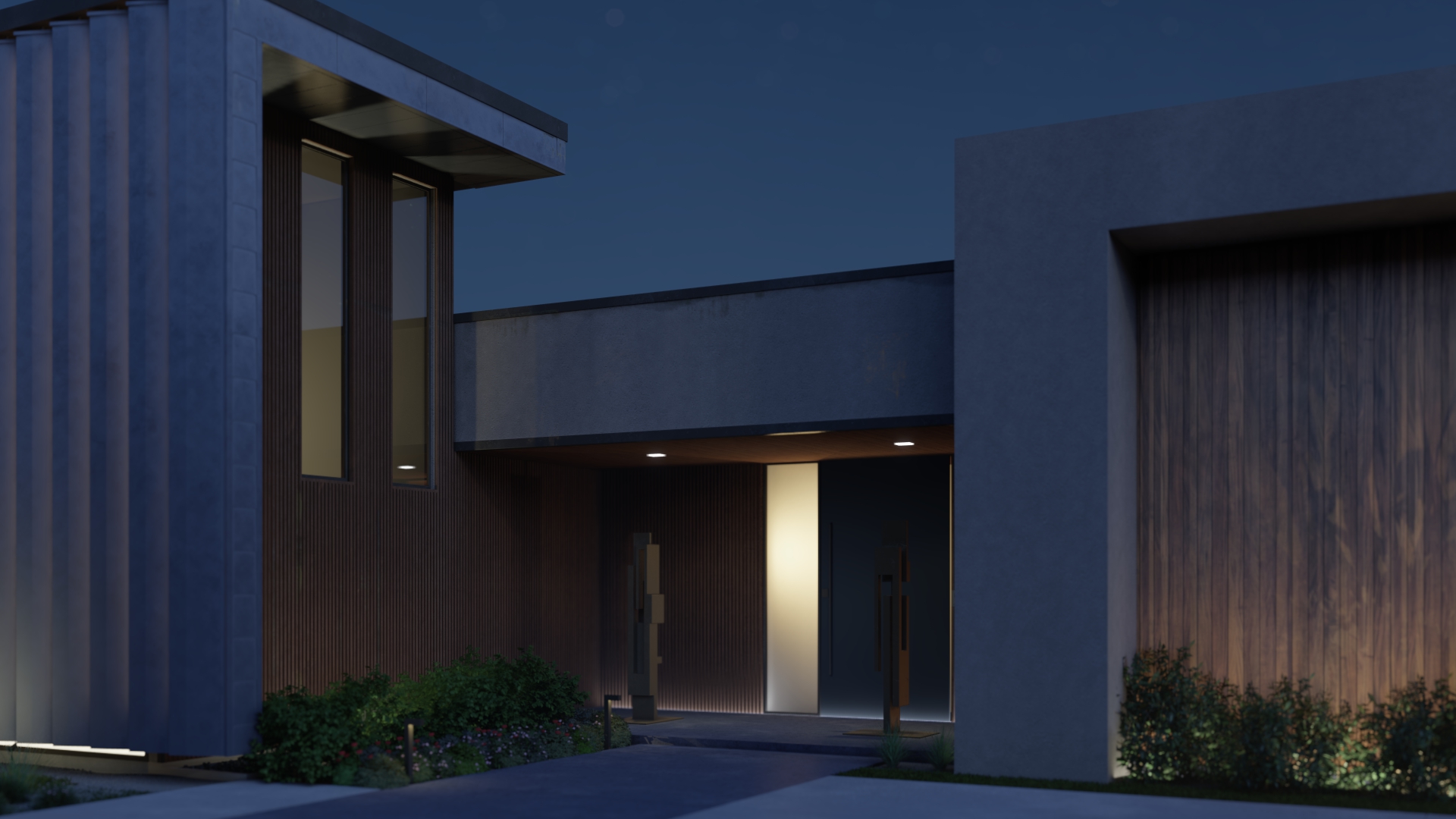 Close-up of practical lighting at the main entrance of the Regency Project | Lumion rendering software